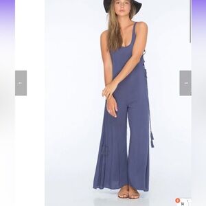 INDAH Blue tie side jumpsuit romper New sz S